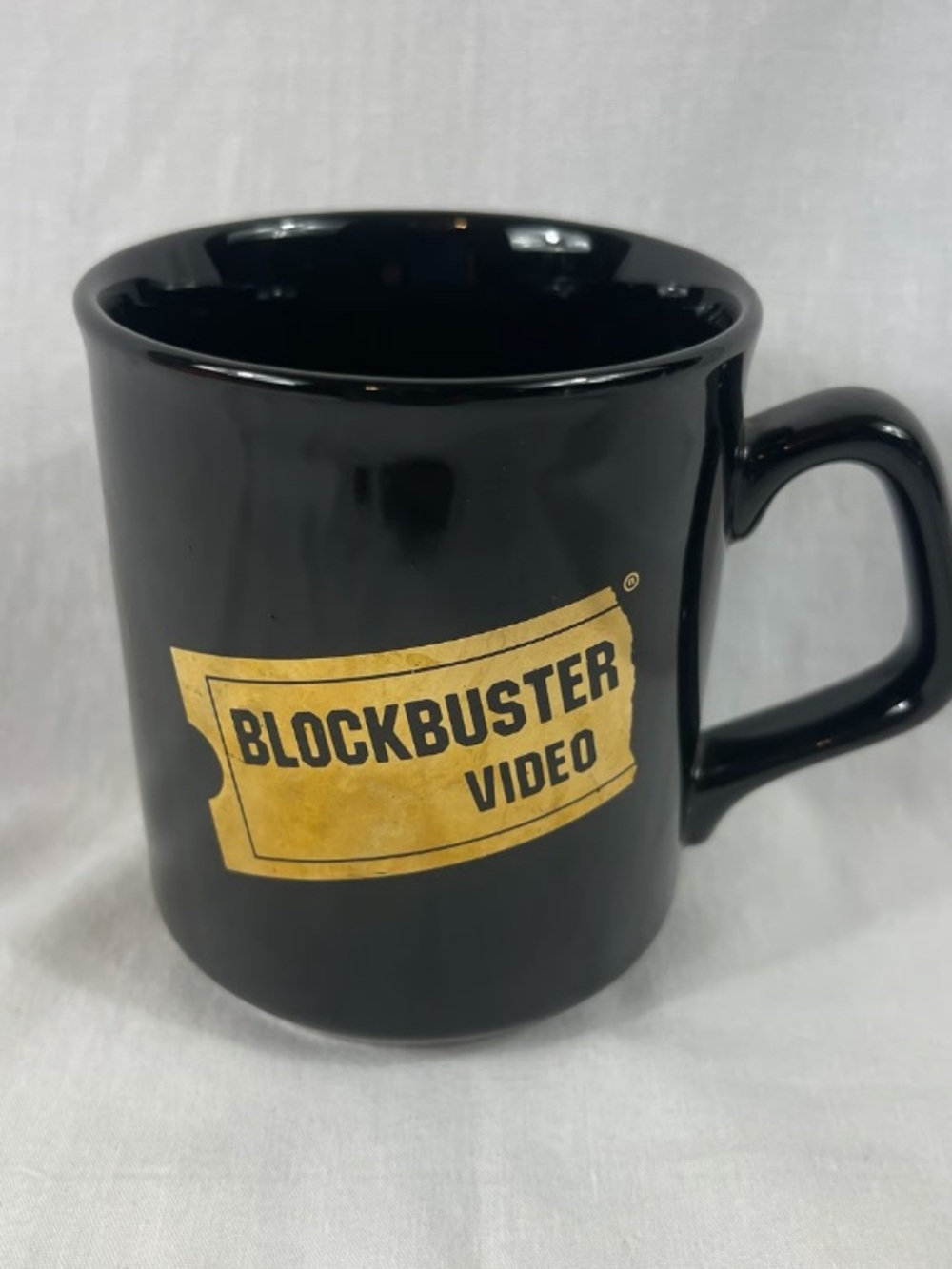 Blockbuster Video Black Ceramic Mug with Gold Logo